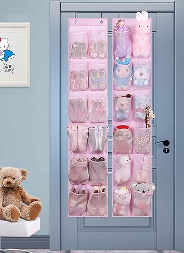 Miniatura 3 de MISSLO 30 organizadores de zapatos colgantes rosas + 12 organizadores de zapatos rosas sobre la puerta, 2 paquetes