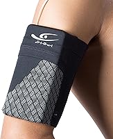 HiRui Running Armband for iPhone 16/15/14/13 & Samsung Galaxy - Universal Phone Arm Sleeve Workout Fitness Medium Black