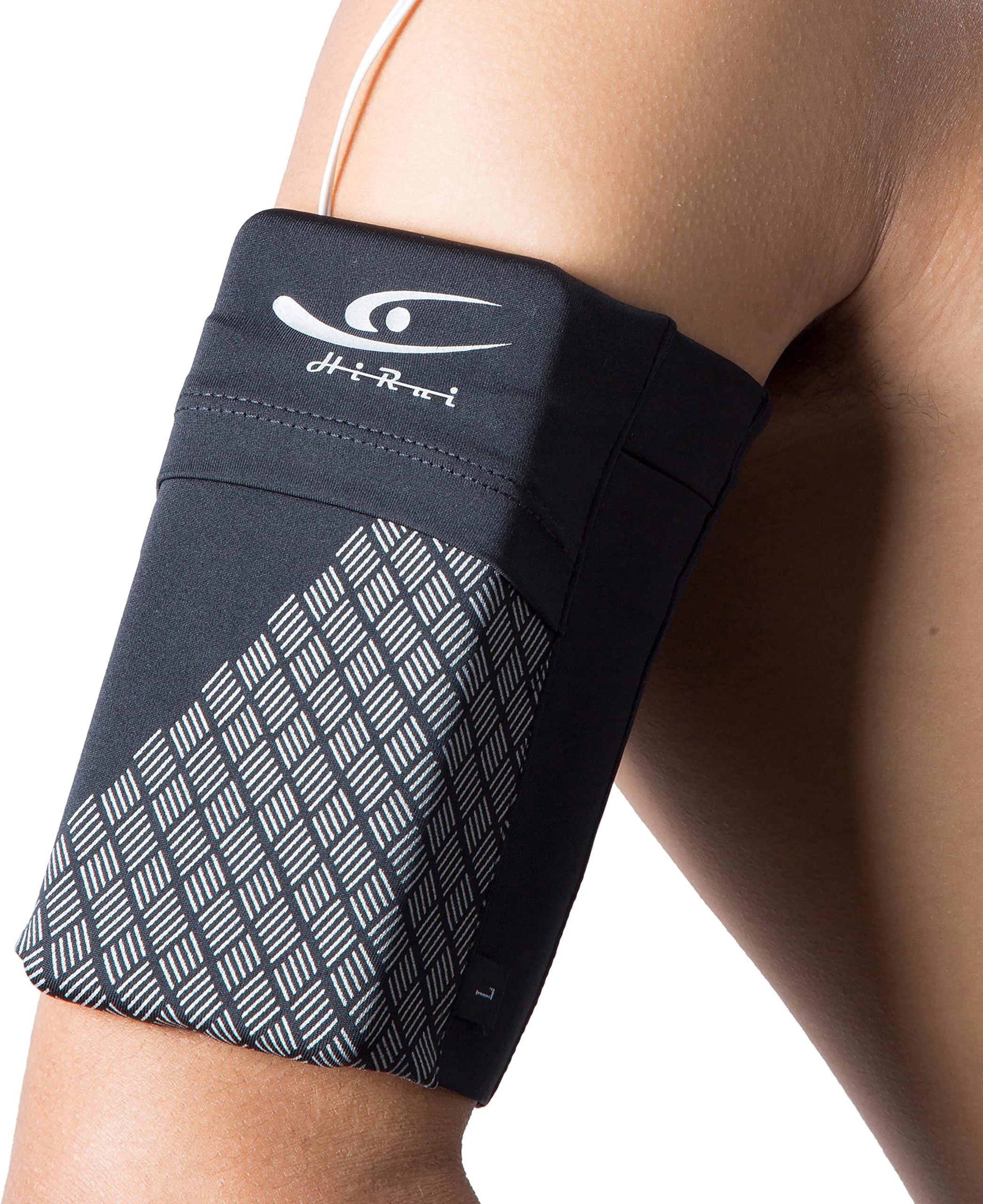 HiRui Universal Sports Armband Cell Phone Armband Sleeves Running Armband for Exercise Workout, Compatible with iPhone 15/15Plus/Pro iPhone 14/13/12 Samsung Galaxy All Phones (Large, Black)