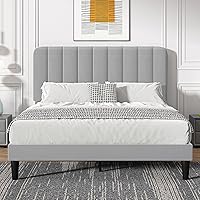 Vista 15 de VECELO - Base de cama tapizada de tamaño Queen con cabecera y 4 cajones, cama de plataforma de almacenamiento de terciopelo, soporte de listones