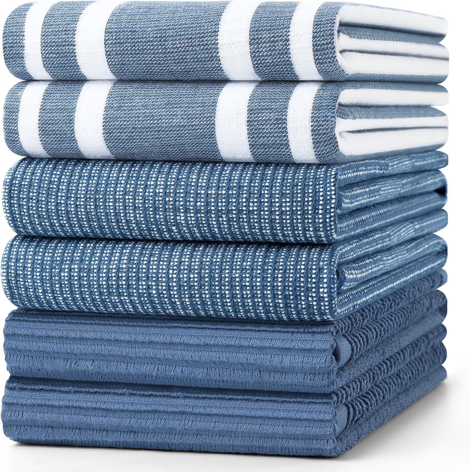 Homaxy Premium Kitchen Towels(18”x 28”, 6 Pack), Large Cotton 380 GSM Kitchen Hand Towels, Soft and Absorbent Terry Dish Towels, Multipurpose Tea Towel Set with Hanging Loop, Navy Blue