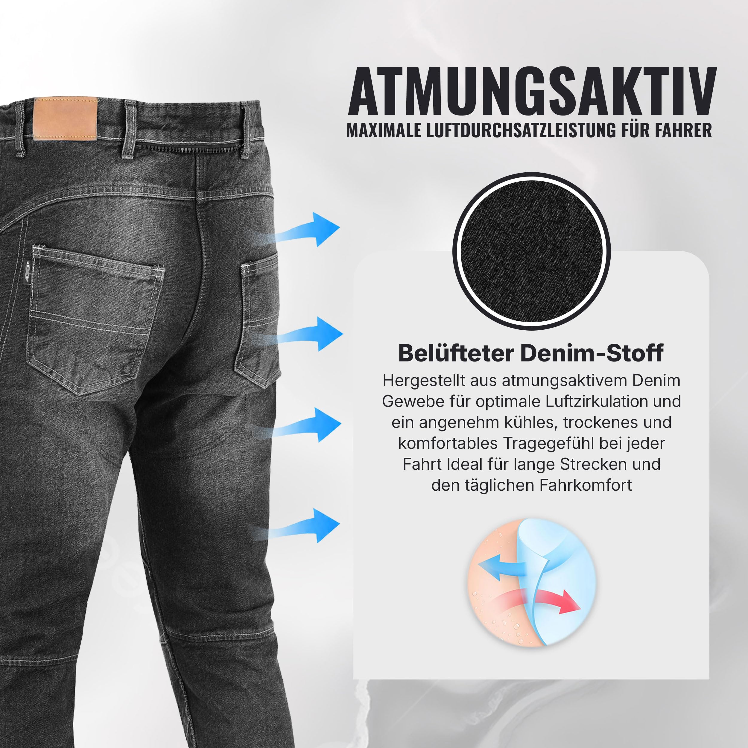 Motorradhose Herren, Motorrad Jeans Damen Aus Aramidfaser, Unisex Motorrad Schutzhose Hose Mit Protektoren CE-geprüft nach EN 17092-3:2020