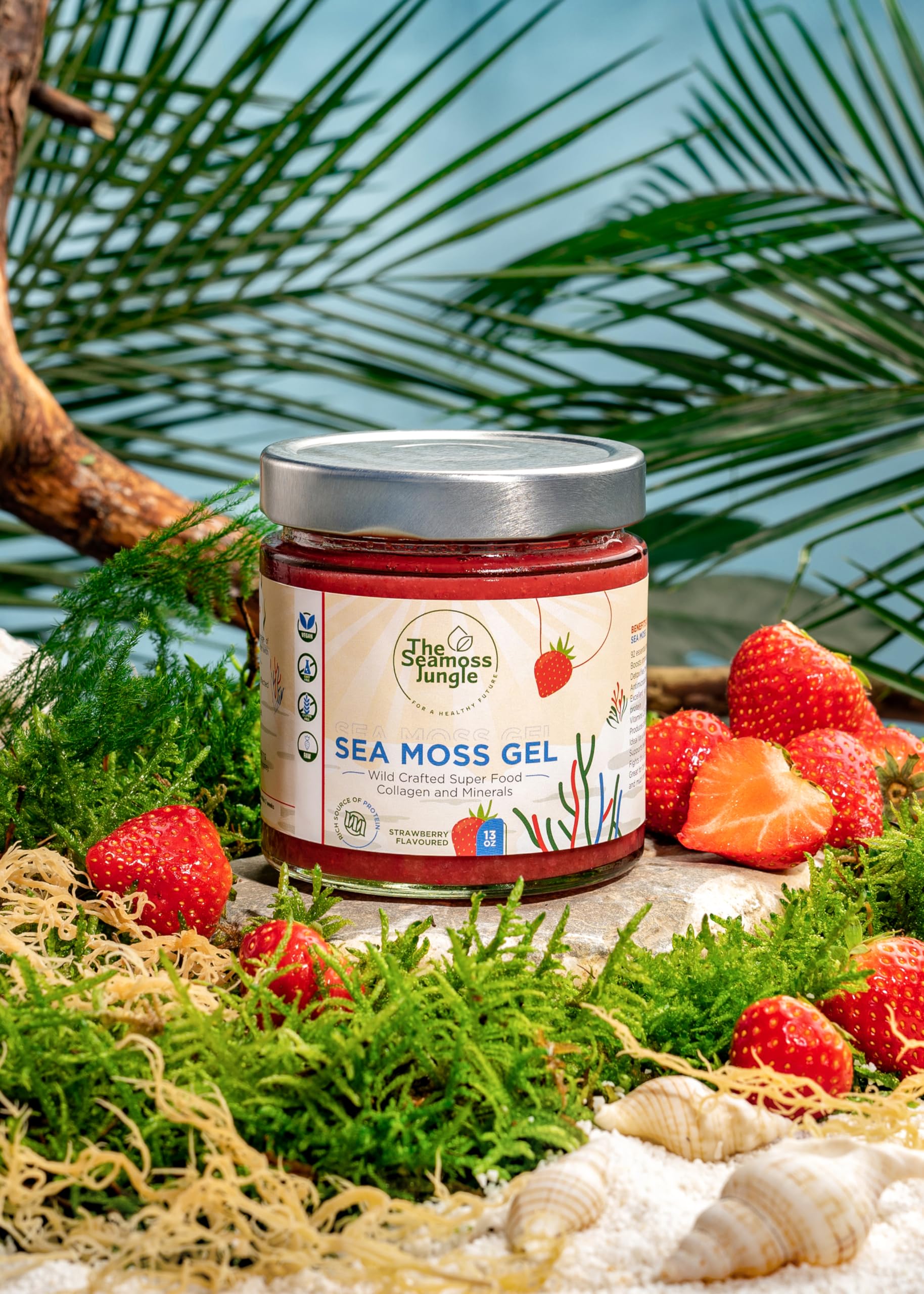 Sea Moss Family Bundle – 3 Sea Moss Gel's (Golden, Erdbeere, Mango) – Jeweils 500 ml – Natürliches Superfood für Immunsystem, Energie & Verdauung