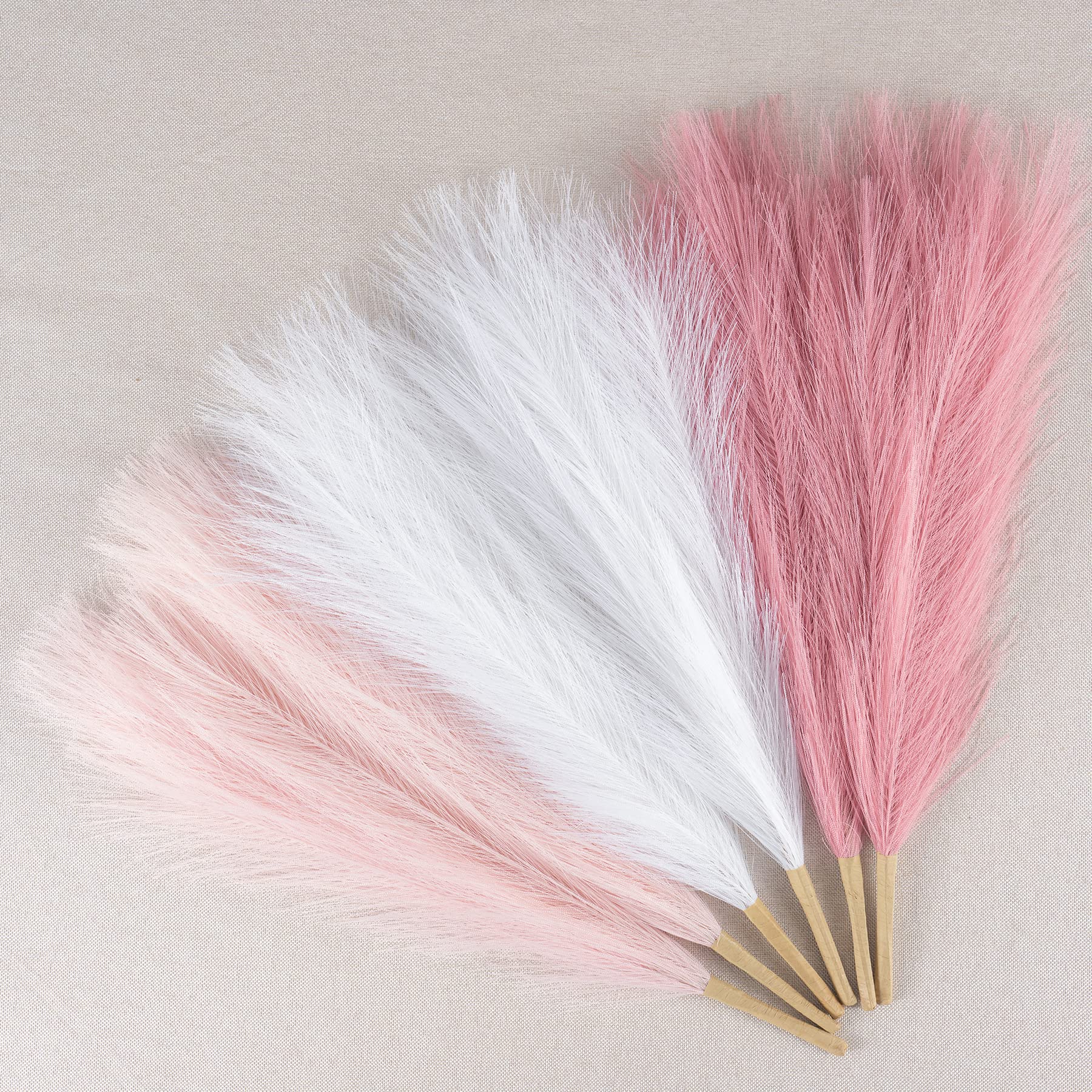 EVODIS Faux Pampas Grass Decor, 18"/45cm Artificial Pampas Grass Fluffy 6 Stem pompous Grass Flower Arrangement for Boho Home Wedding Decoration (