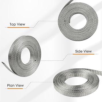 Tinned Copper Wire Shielding Sleeve, Expandable Ground Strap Wiring Braided Sleeving Metal Mesh Sheathing Cabling Wiring Protector (5/16inch - 12ft)
