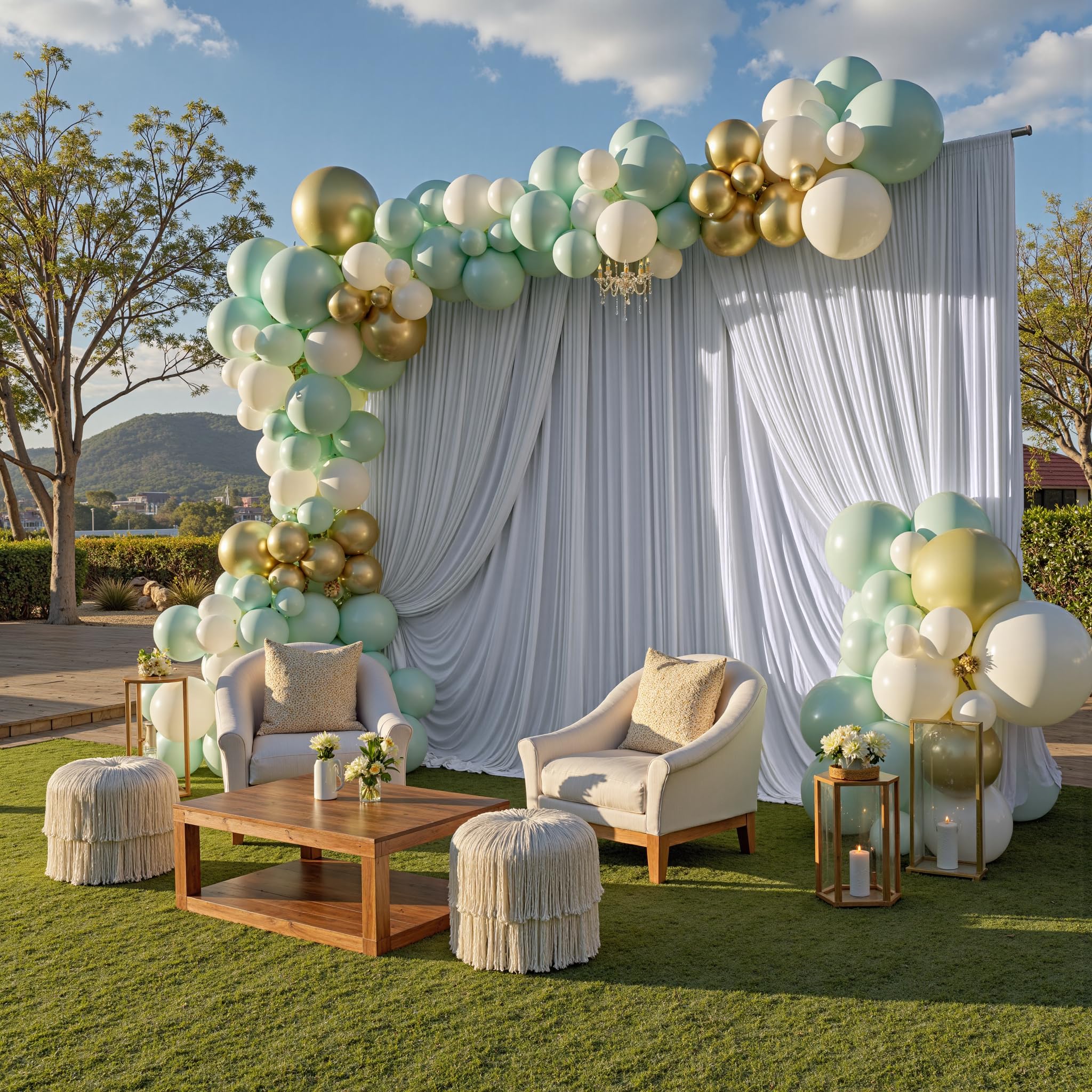 HBBMAGIC 3M × 3M Mariage Fond Blanc Rideau Photo Mur Anniversaire Bébé Douche Baptême