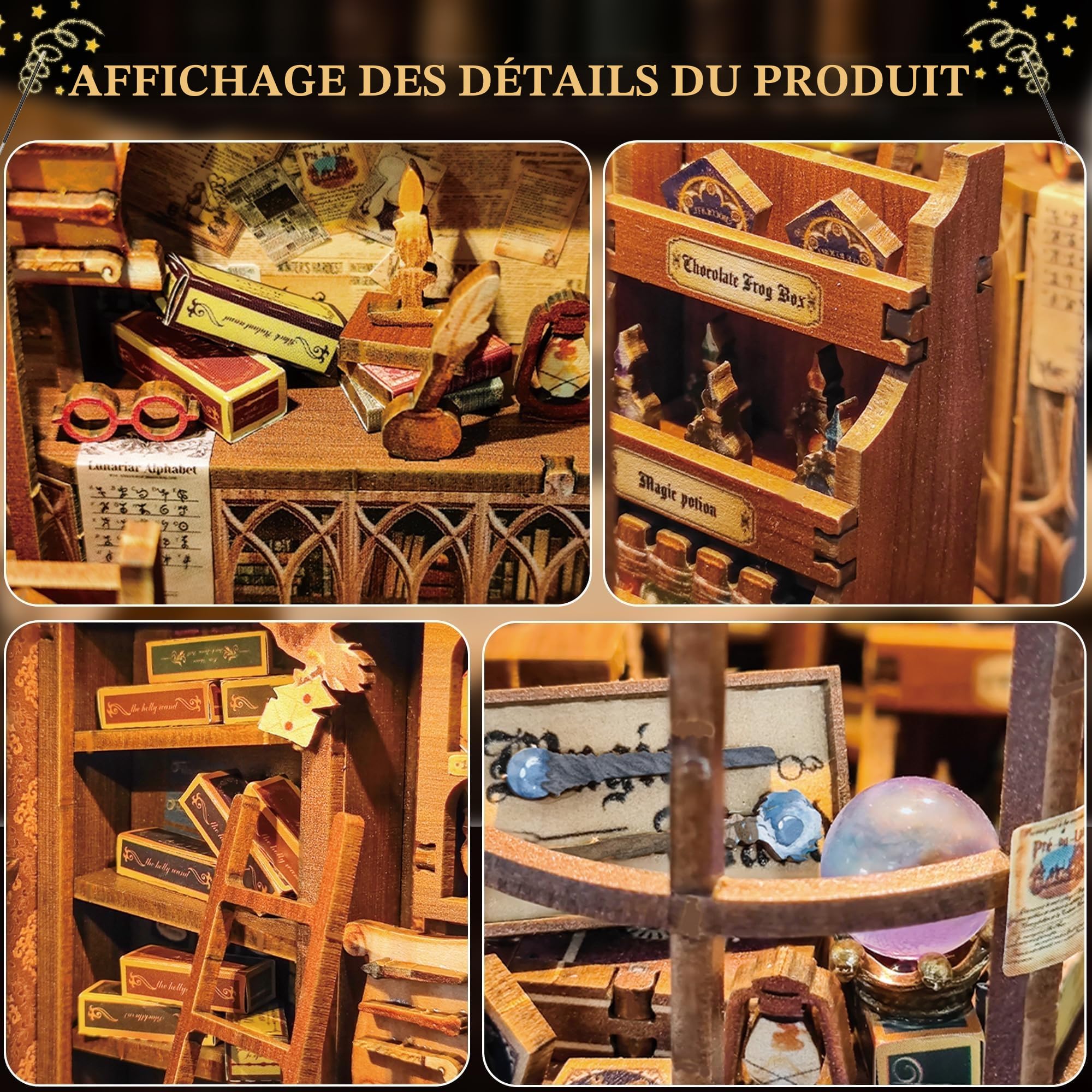 Book Nook Kit pour Adultes: LUMYCE DIY Maison de Poupee Booknook Puzzle 3D en Bois - Maquette Maison Miniature a Construire Décoration avec lumière LED pour Adolescents et Adultes