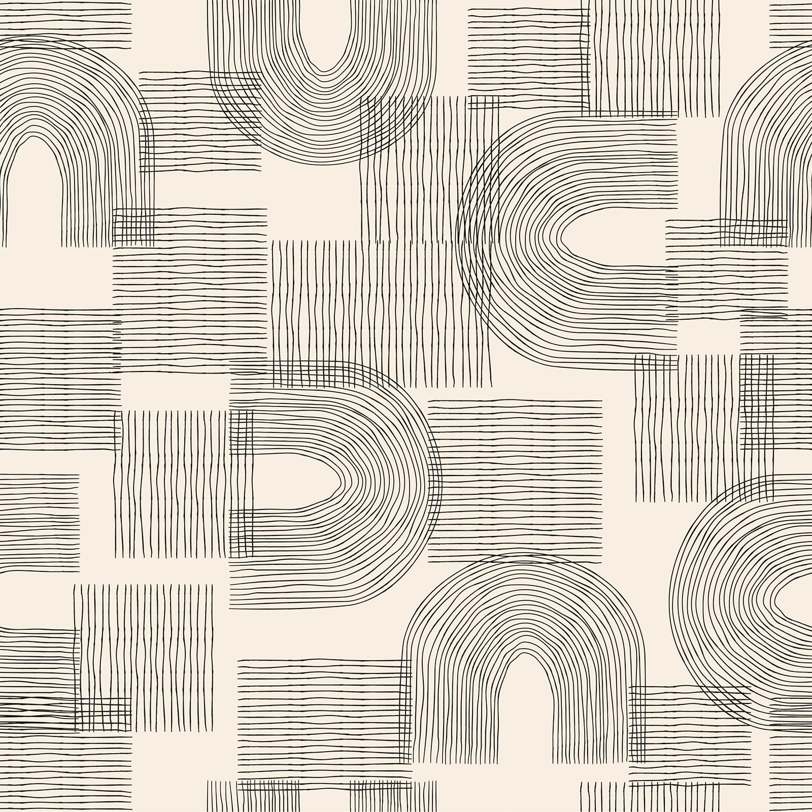 Livelynine Black and Cream Wallpaper Peel and Stick Modern Farmhouse Neutral Geometric Wall Paper Prepasted Mid Century Abstract Contact Paper Self Adhesive Removable Cabinet Vinyl Wrap 17.5x78.8"