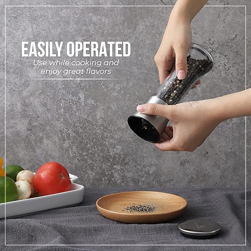 Miniatura 4 de Molinillo Alto de Pimienta o Molino de Pimienta, Molinillo Manual de Sal Recargable con Grosor Ajustable, Molinillo de Pimienta Negra Hecho de Acero