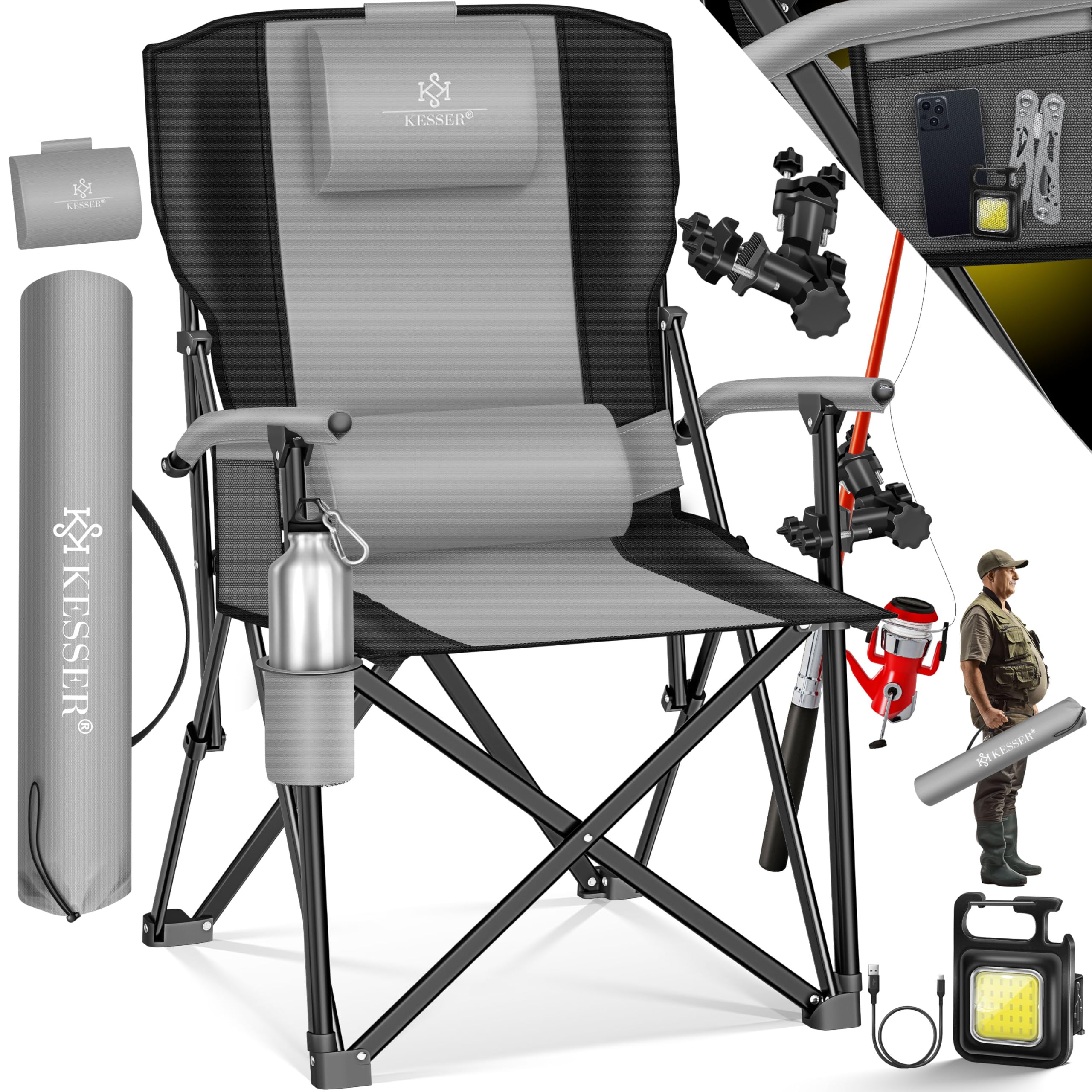 KESSER® Chaise de camping pliable jusqu'à 160 kg