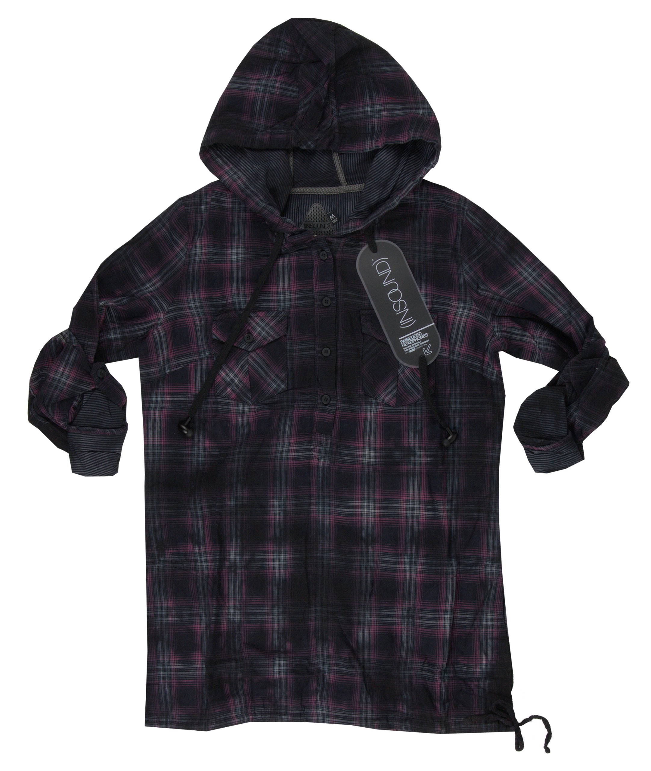 Insound Hoodie Buddie Plaid Pullover Long Sleeves Top Womens-Xsmall