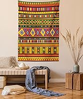 Vista 37 de Lunarable Tapiz abstracto, diseño floral de cachemira batik, adorno dibujado a mano, decoración de tela para colgar en la pared para dormitorio