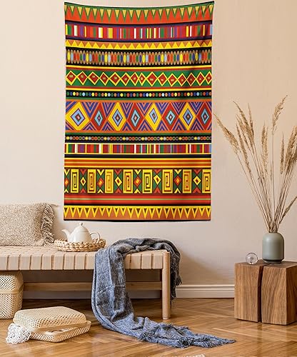 Miniatura 37 de Lunarable Tapiz abstracto, diseño floral de cachemira batik, adorno dibujado a mano, decoración de tela para colgar en la pared para dormitorio