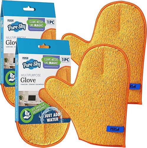 persik Pure-Sky - Guante de microfibra para quitar el polvo, solo tienes que añadir agua, no necesita detergentes, guante de paño de limpieza de
