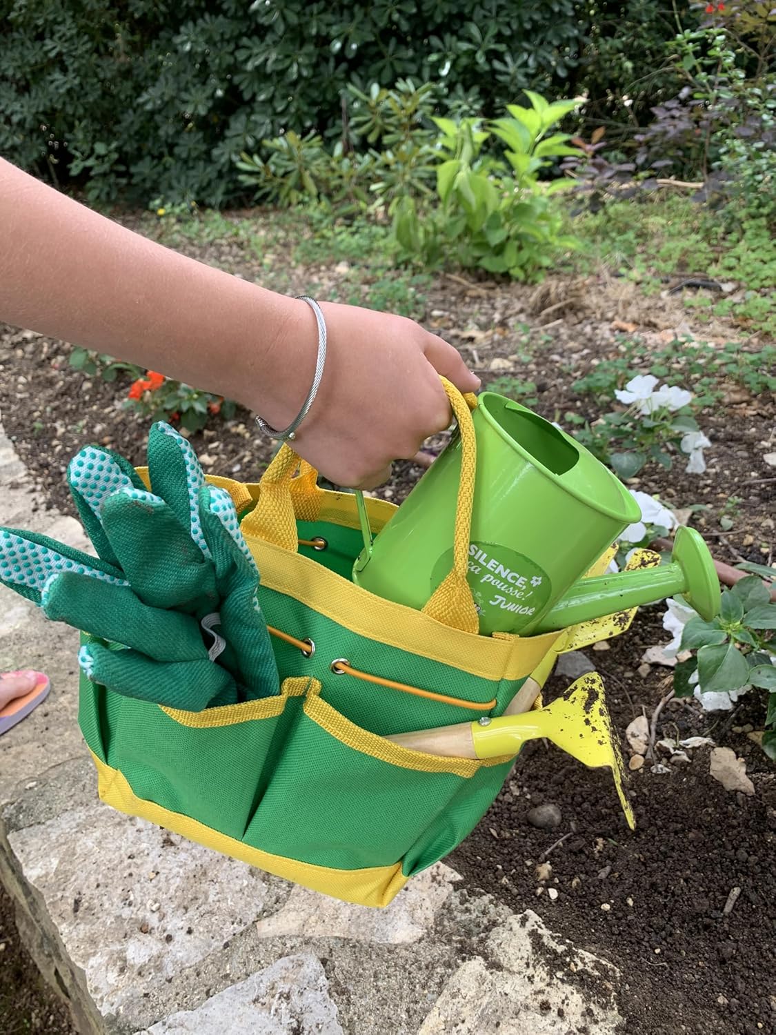 6 Piece Gardening Bag - Silent, Grow - 170629SP - Metal - Garden - Nature - Plant - Flowers - Shovel - Rake - Watering Can - From 3 years