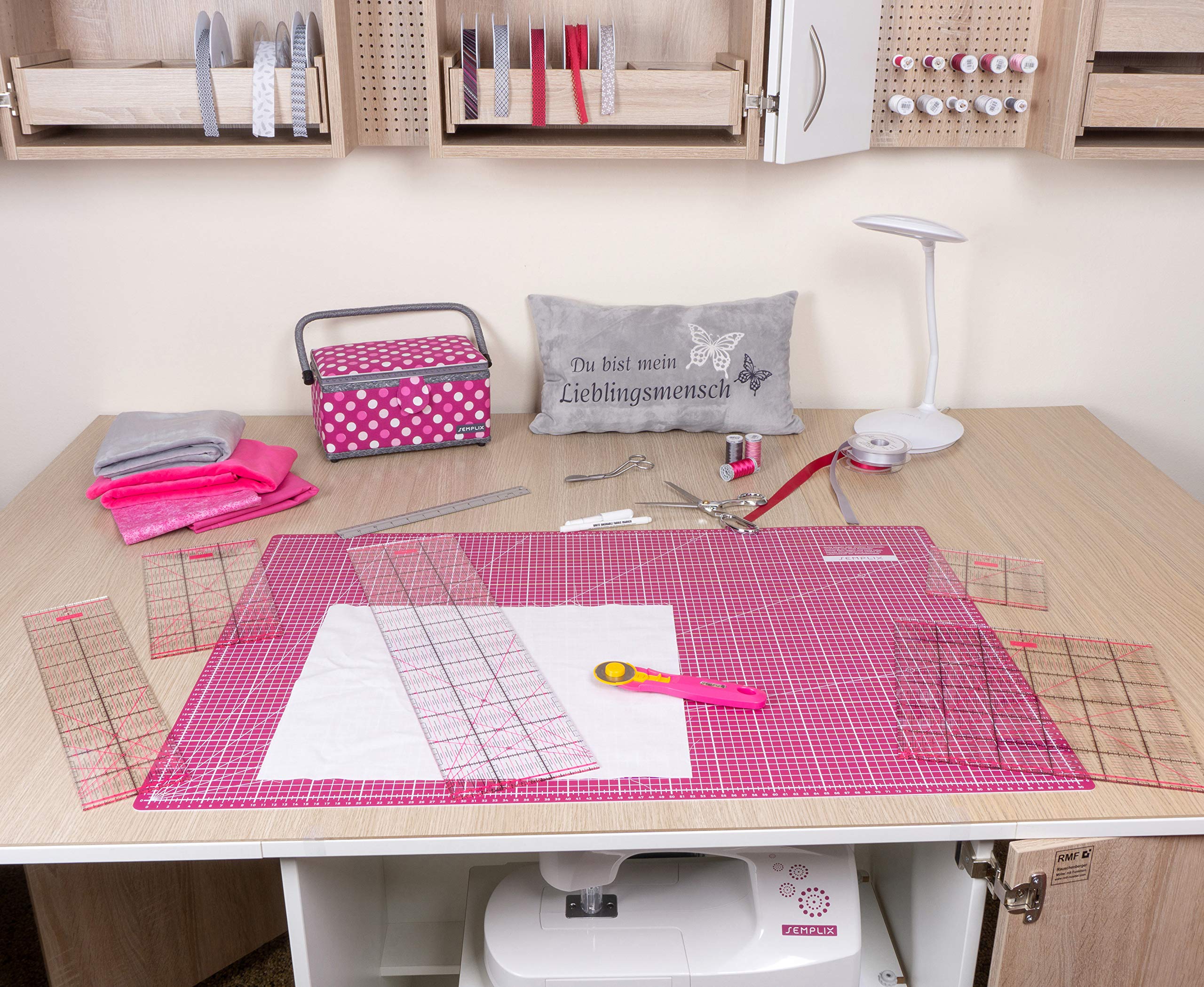 SEMPLIX Schneidematte A1 in Grün, Rosa, Grau, Türkis, Lila. Ideal fürs Basteln, Nähen und Patchworken. 90x60 Beidseitig Bedruckt. Vorderseite cm, Rückseite inch Bemaßung