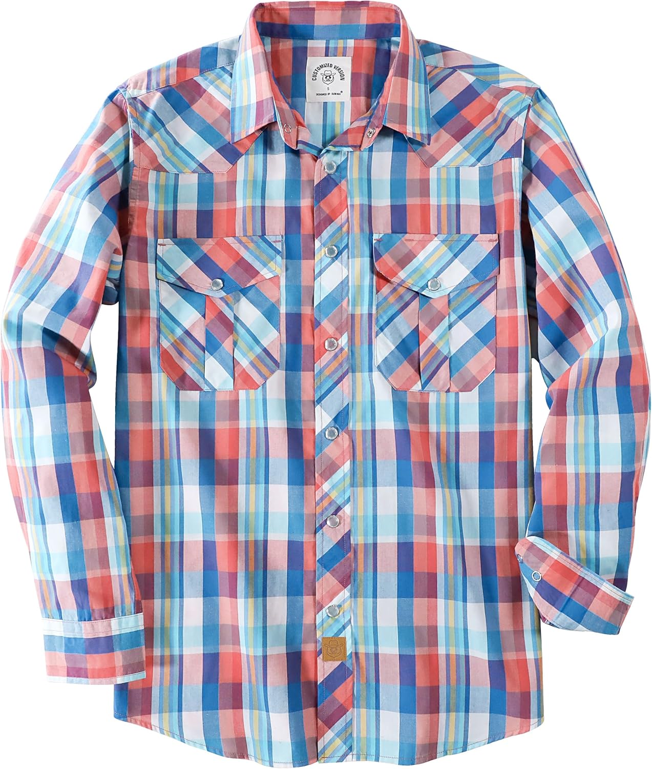 Dubinik Pearl Snap Shirts for Men - Long Sleeve Western Vintage Plaid Shirts