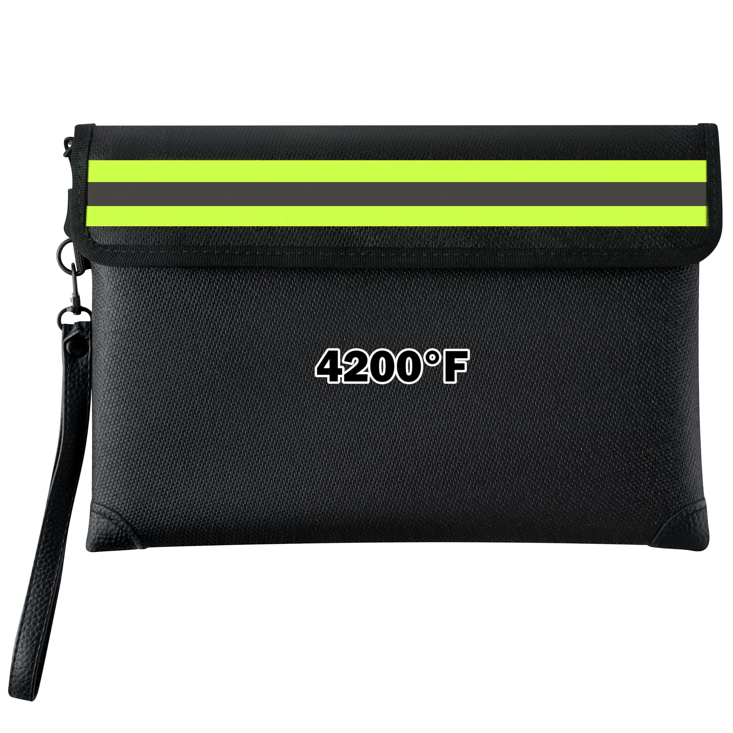GQIRIL Fireproof Waterproof Document Bag - 4200℉ Water Resistant Fire Proof Money Bag, 8 Layers of Heat Insulated Storage with Zipper Reflective Strip, 11"x7.8" Portable Files Safe Pouch (Black Small)