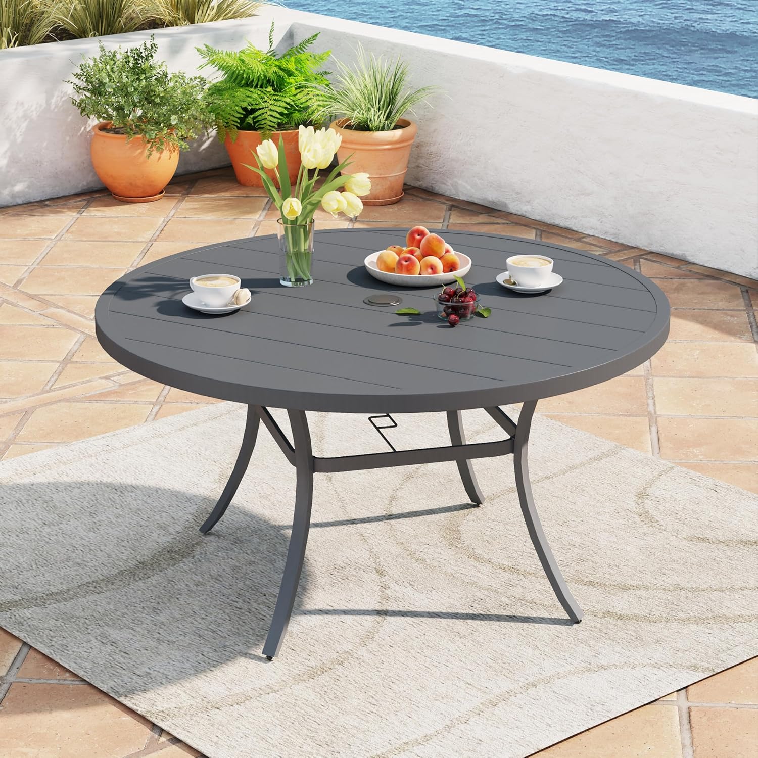 VOXBIN 68 People Patio Round Table with Adjustbale