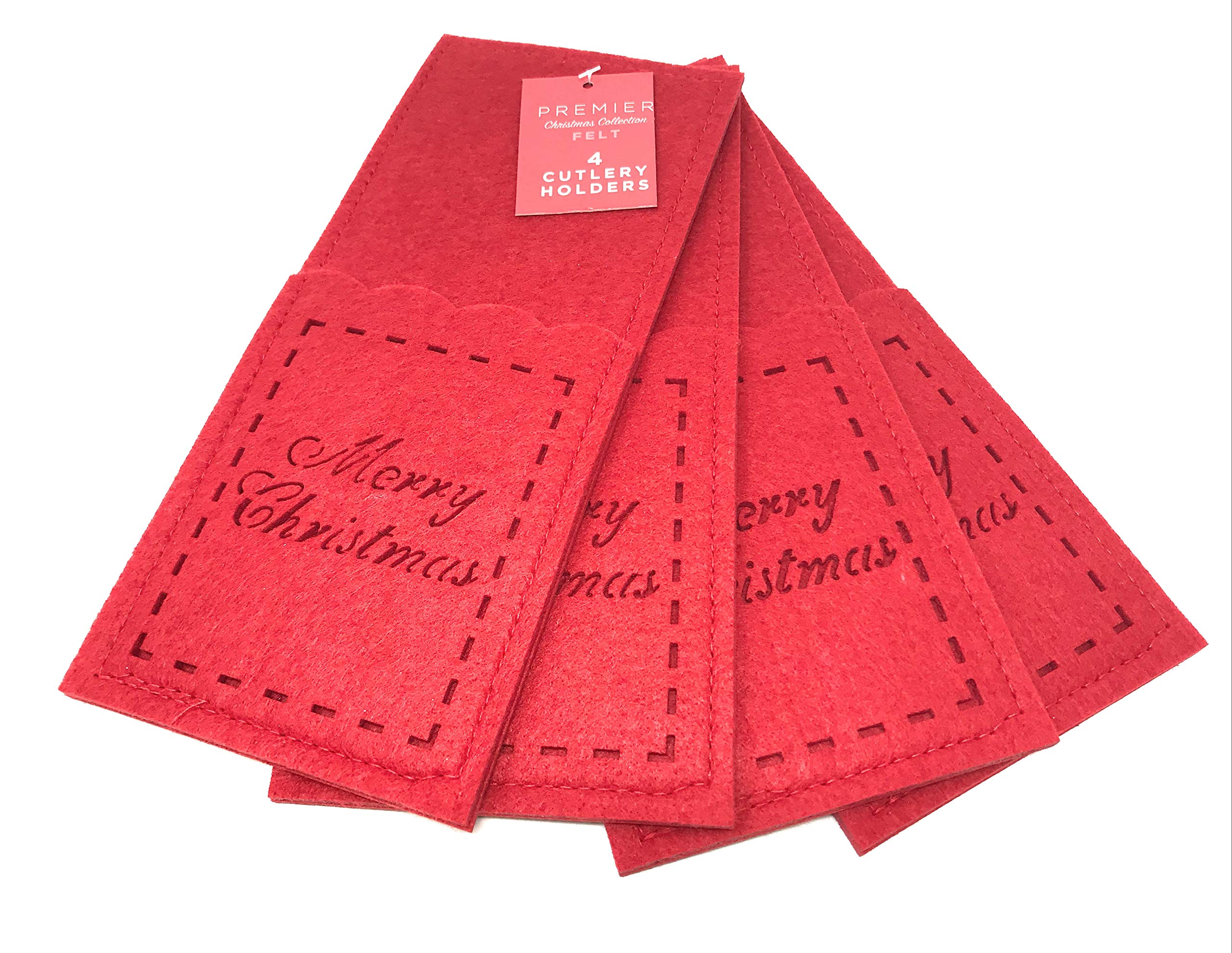 Kitchenwise Merry Christmas Red Felt Table Decor - Red / Cutlery Holder