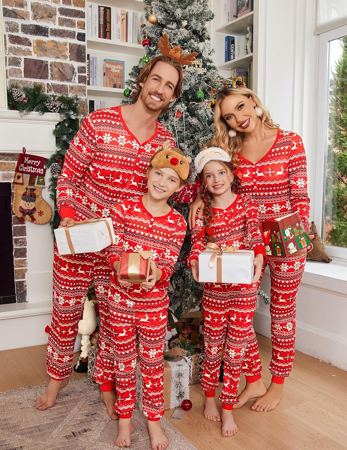 Ekouaer Christmas Pajamas for Family Matching Pj Sets Womens Mens Kids Pjs Long Sleeve Sleepwear Lounge Sets Outfits - Image 2