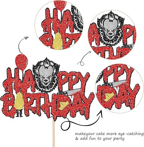 Miniatura 3 de 1 pieza de decoración de pastel de terror con purpurina de terror clásico de película de terror, decoración de pastel de cumpleaños con temática