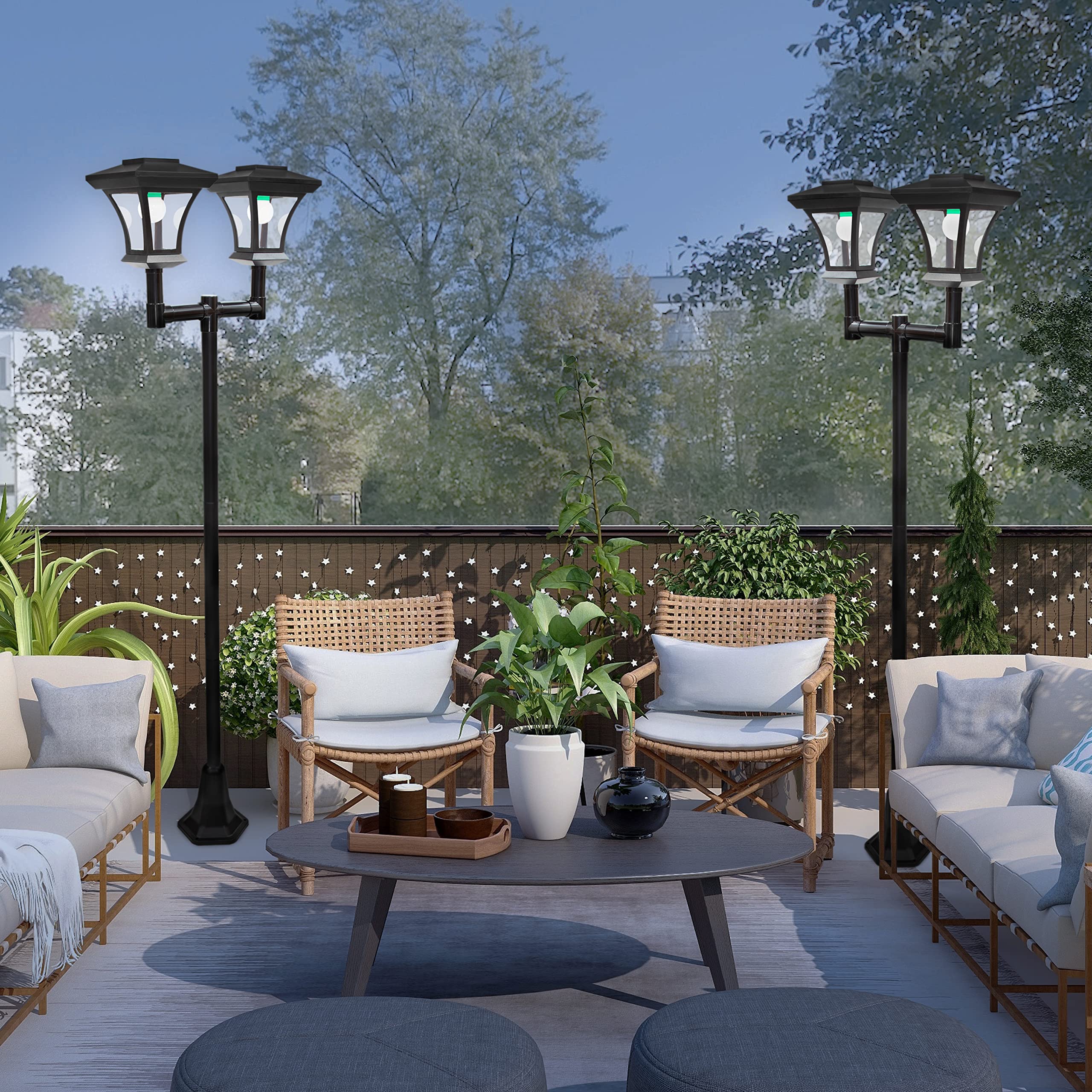 GardenKraft 19510 - Lampada da Giardino a energia Solare, 1,7 m di Altezza, Illuminazione Decorativa per Esterni, 12 luci LED Bianche Luminose, Resistente alle intemperie
