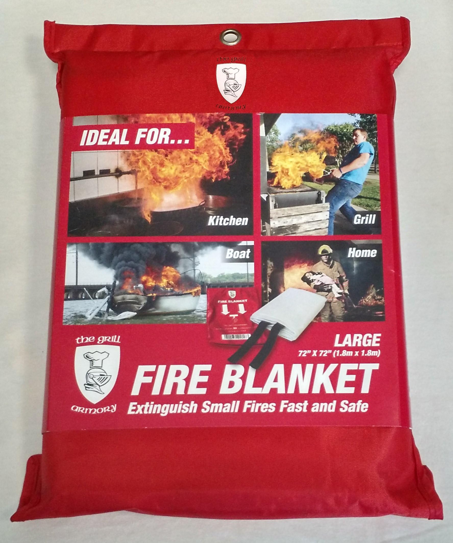 The Grill Armory Fire Blanket Extinguishes Fires in Seconds to Protect Your Home - US Certified (Large)