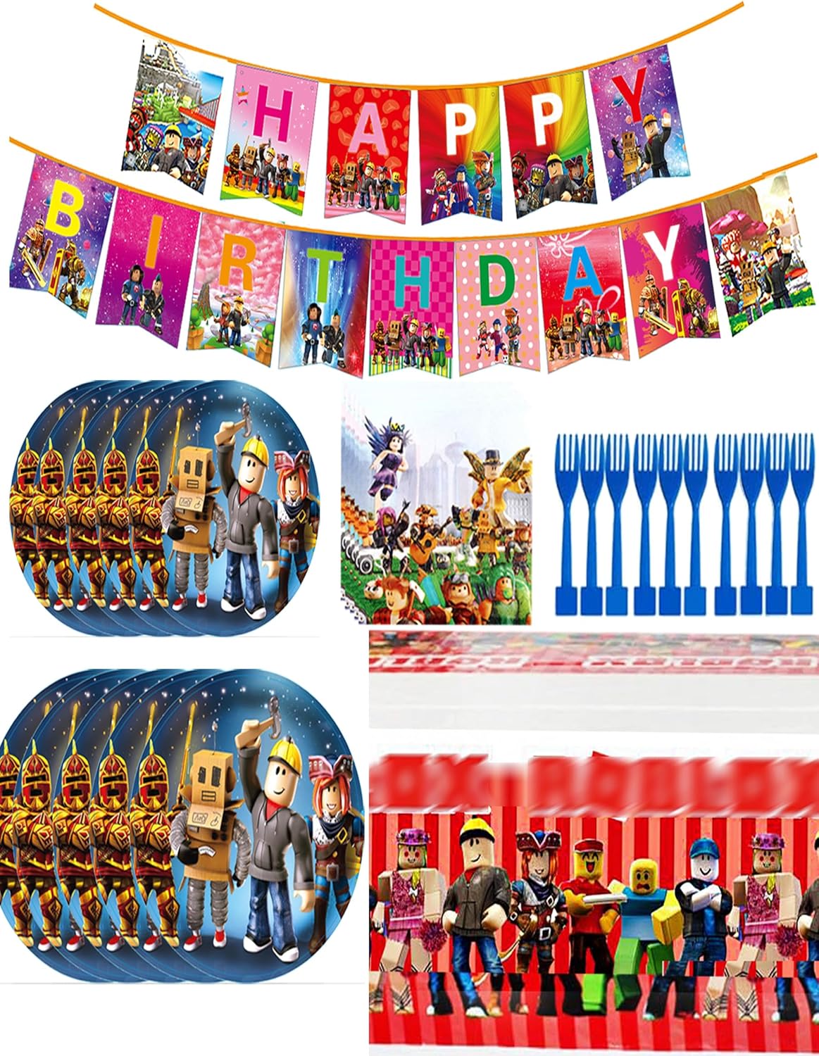 Game Party Supplies Party Favors Robot Birthday Party Decorations for 10 Guests, Including Disposable Banner, Forks, Paper Plates, Napkins and Tablecloths Pack Set Game Party Supplies Party Favors Robot Birthday Party Decorations for 10 Guests, Including Disposable Banner, Forks, Paper Plates, Napkins and Tablecloths Pack Set
