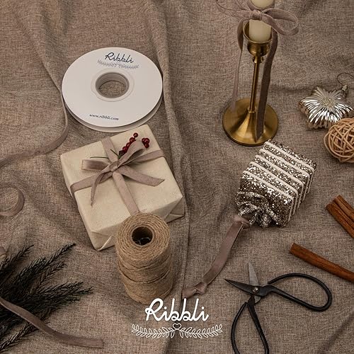 Miniatura 34 de Ribbli Cinta de terciopelo verde polvoriento, doble cara, carrete de 1 pulgada, cinta verde de 10 yardas, uso para adornos de árbol de Navidad