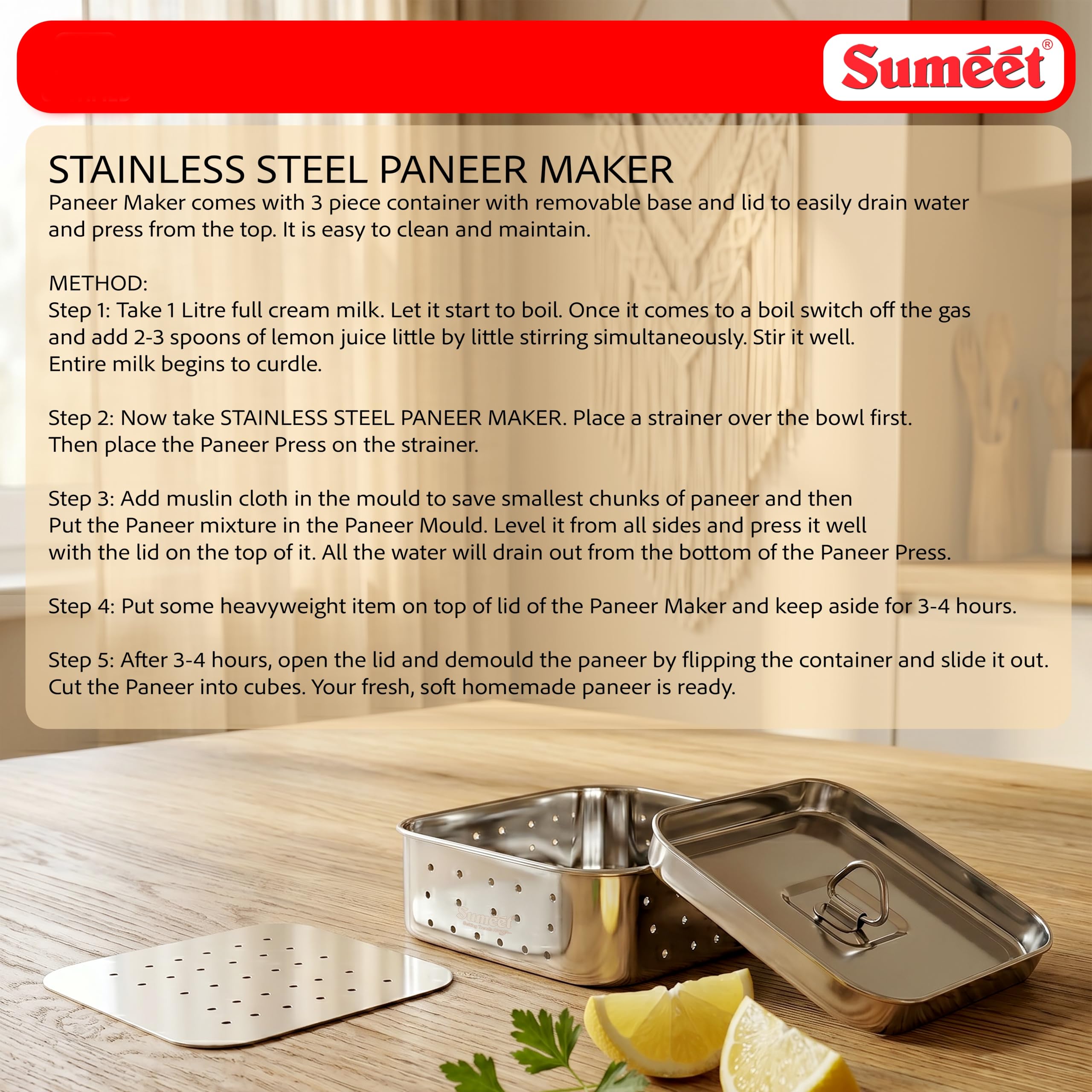 Make Paneer at Home - Stainless Steel Maker -2