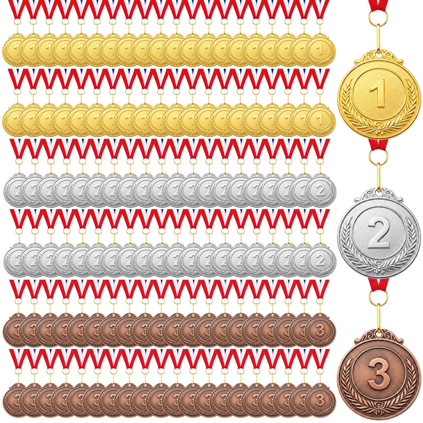 Kigeli Medaglie per il premio, in bronzo e oro, con nastro per il collo, 1°, 2°, 3°, premio per bambini, adulti, competizioni, sport, api ortografiche, 5 cm