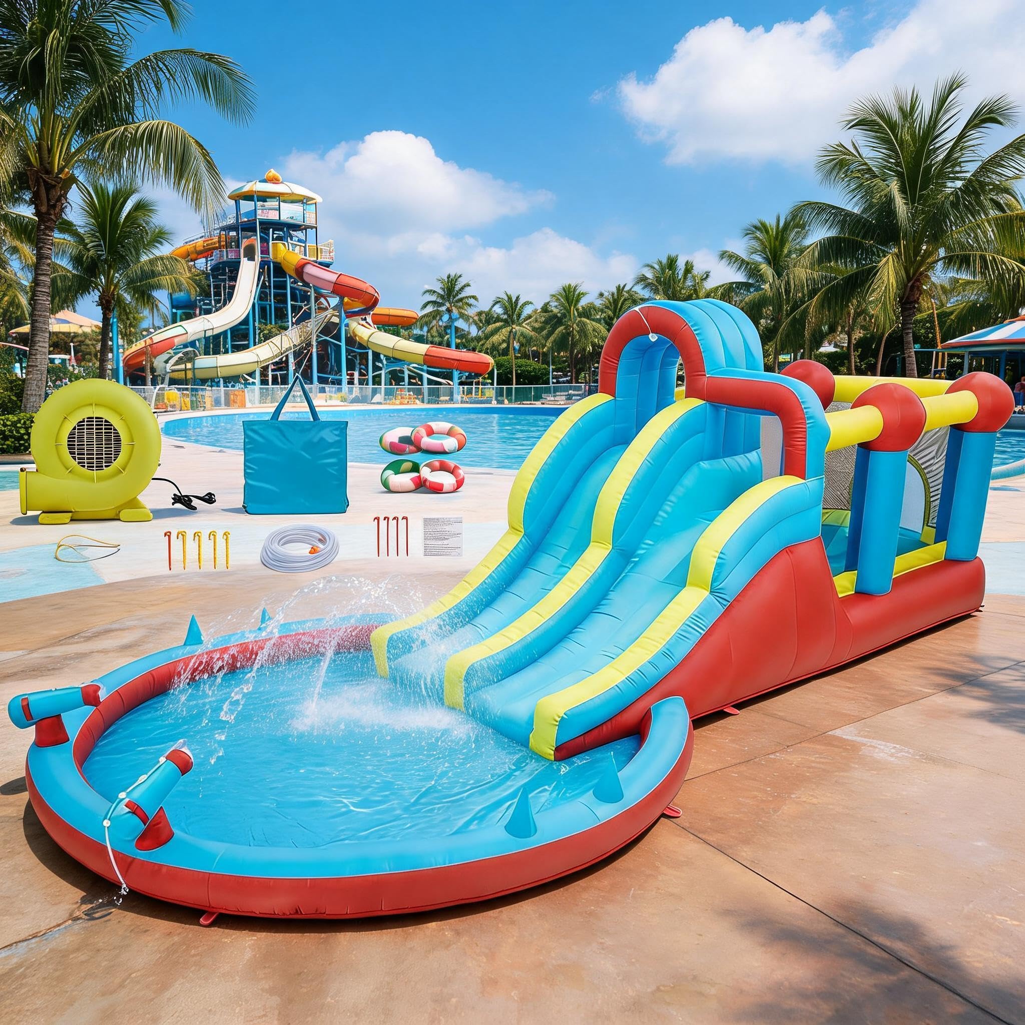 Parc Aquatique Gonflable Enfants 23 ft, château XXL 8-en-1