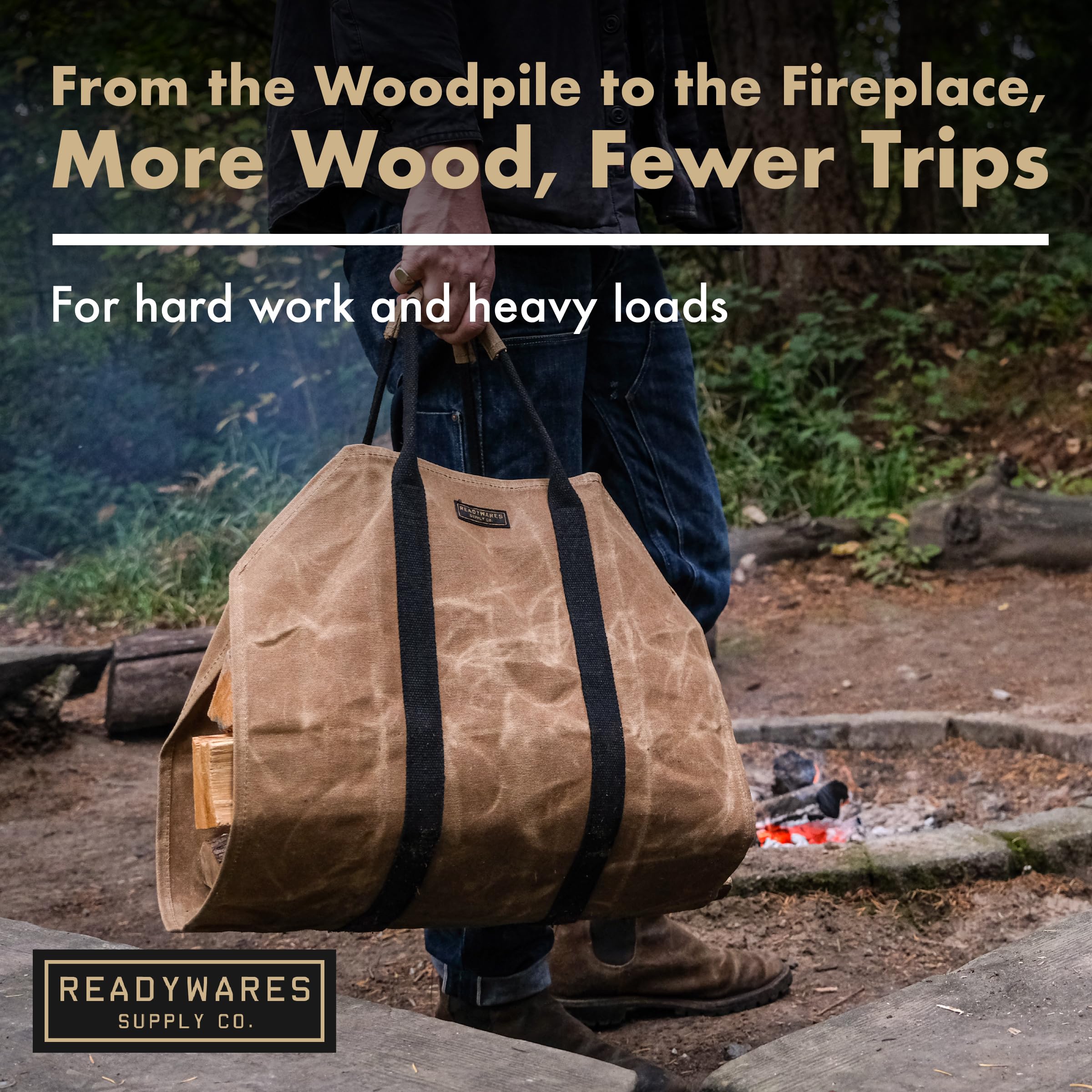 Readywares Kaminholzträger aus gewachstem Segeltuch, robust, klassisches und langlebiges Design