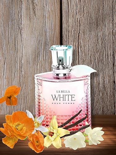 Miniatura 2 de LA BELLA White Pour Femme Women Eau de Parfum 3.4 oz. Fragancia floral Fruity Gourmand para mujer.