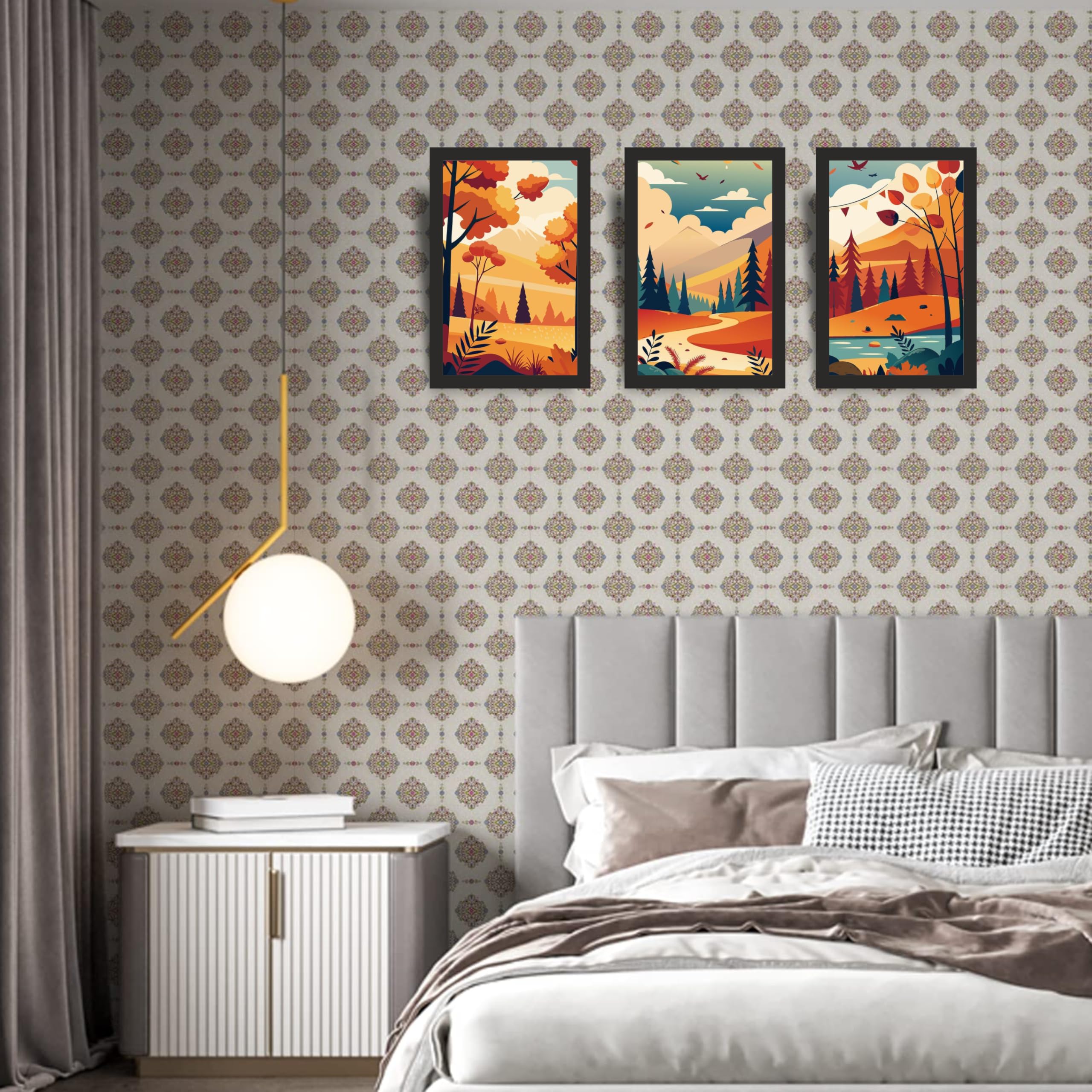 Fall Valley Scenic Wall Art Set of 3