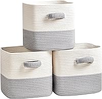 Vista 9 de RUNKA Cestas Cúbicas de Almacenamiento - Paquete de 3 - Cestas Cuadradas de 11 Pulgadas para Closet, Contenedores Tejidos - Ideal para Blanco