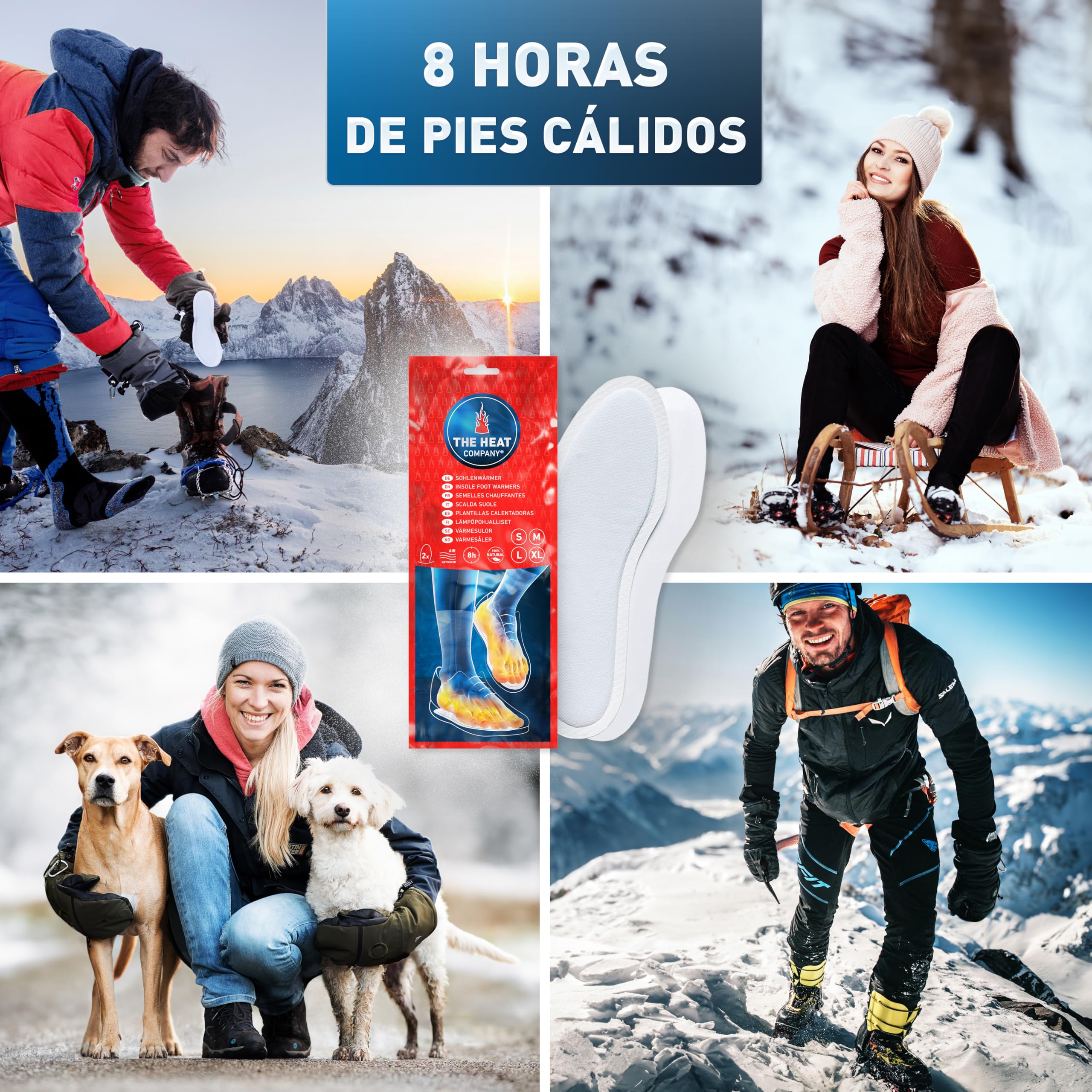 THE HEAT COMPANY Plantillas Calentadoras - 5, 10 o 30 Pares - Extra CÁLIDO - Calentadores Pies - 8 Horas de pies Calientes - Calor instantáneo - Activado por Aire - Puro Natural - Small, Medium, Large, XL