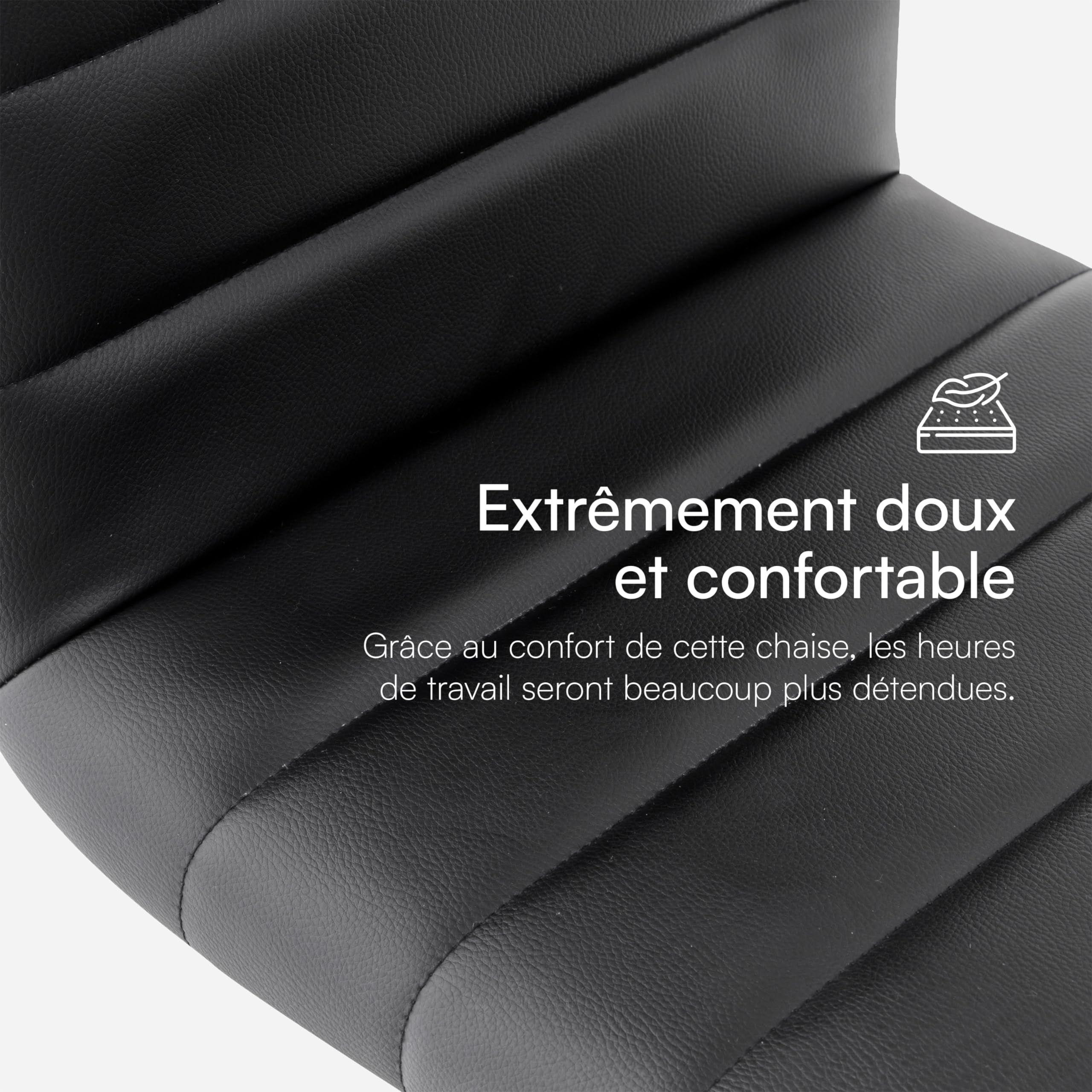 Baroni Home Chaise de Bureau Ergonomique avec roulettes en Acier pour étude et Travail, Chaise sans accoudoirs, Fauteuil de Bureau, 85x47x40 cm, Noir