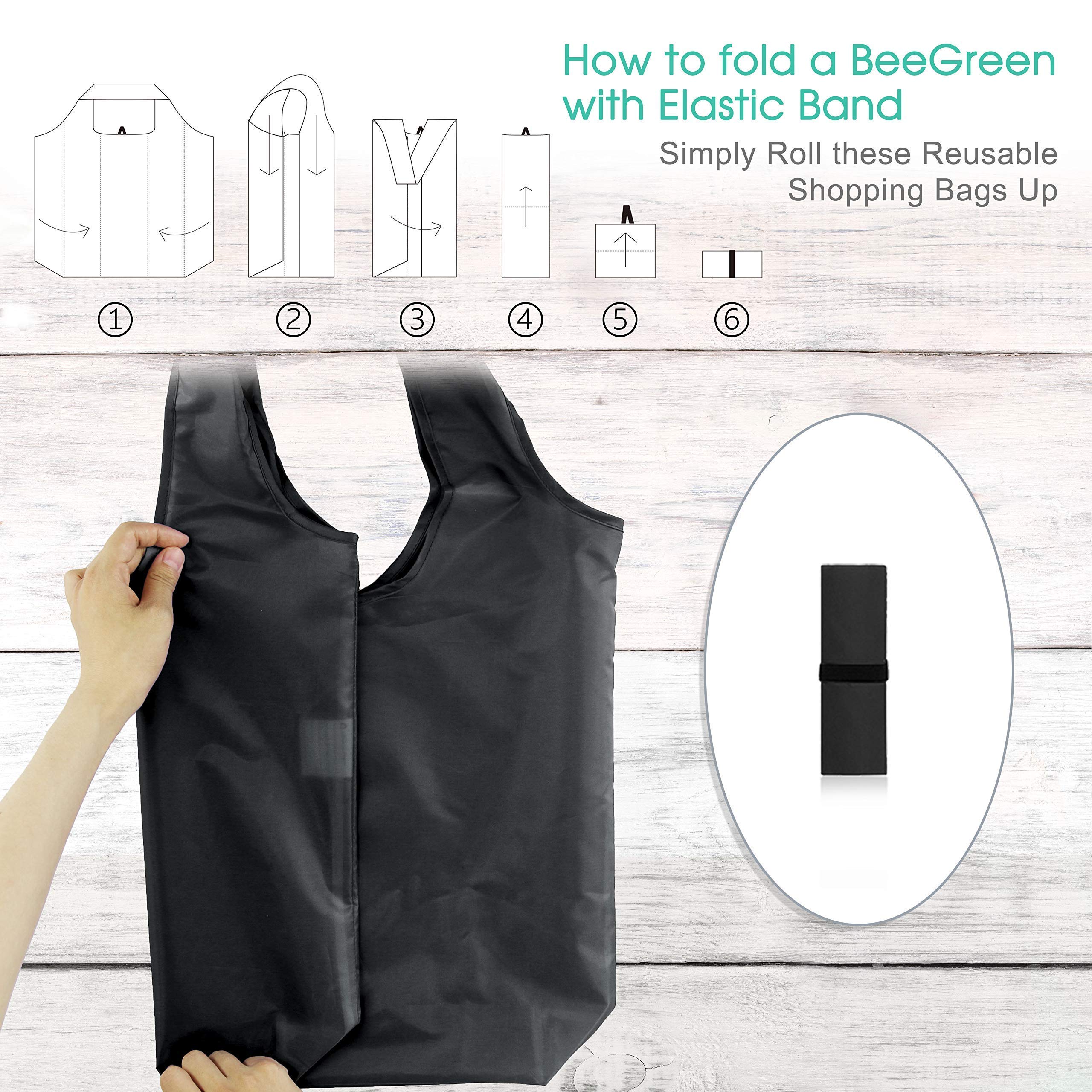 Rolled Up Grocery Bags Reusable Shopping Bags Foldable for Groceries