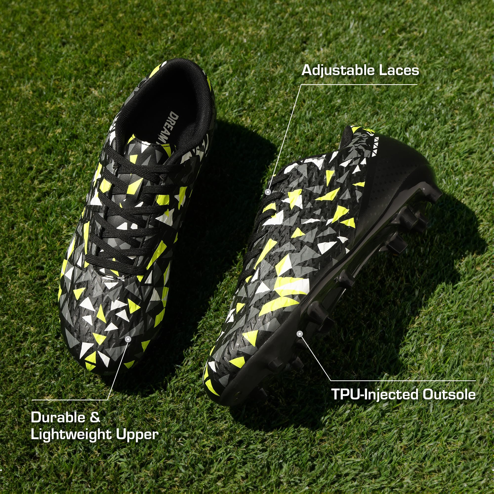 DREAM PAIRS Tacos de fútbol para hombre con tacos de fútbol FG/AG para entrenamiento profesional al aire libre ligeros zapatos de fútbol