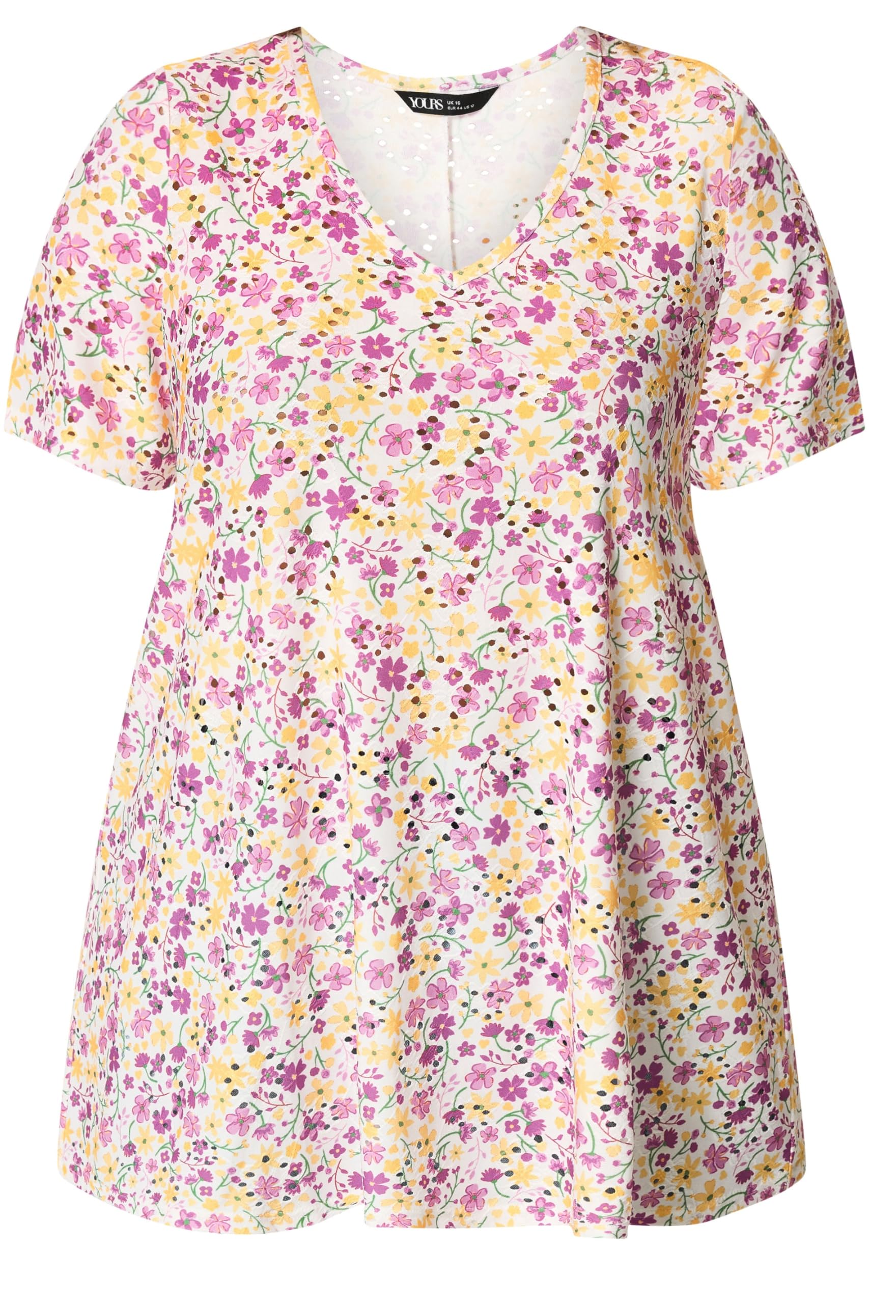 Yours Women's Broderie Swing Top in Off White | Size: 18