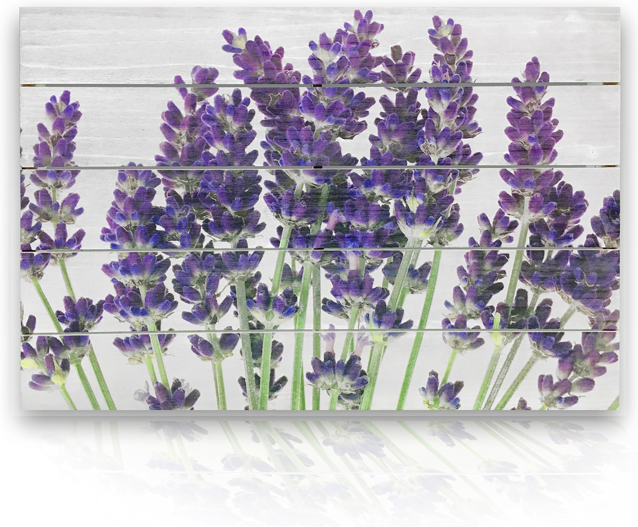 Birsppy Natural Wood Wall Decor 16" x 24โ | Rustic Purple Lavender Flowers on White Fir | Shiplap Style. Authentic Wood Plank 3d Wall Art. Non Canvas. Home Decor for Kitchen, Bedroom, Bathroom