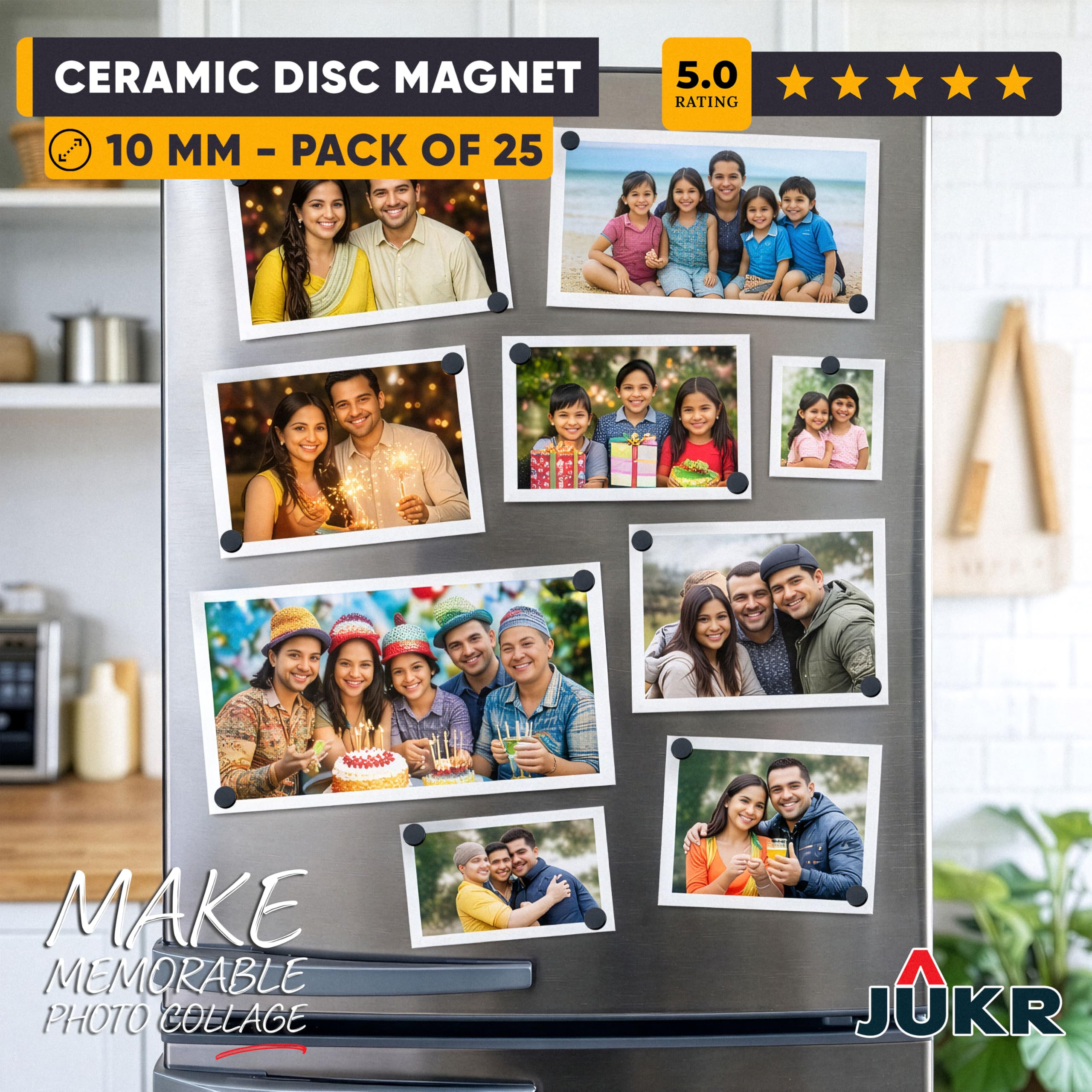 JUKR Round Disc Small Magnets Set for Boards, Art and Crafts Work, Home Improvement, Decorative Fridge Stickers & DIY School Hobby Projects, Office Boards (10 mm Diameter, 3 mm Thickness, Pack of 25) 3