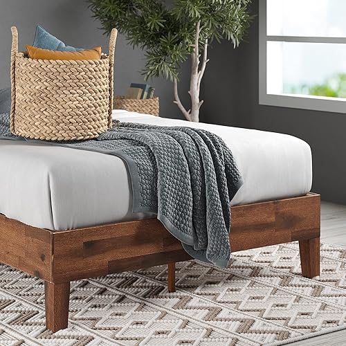 Miniatura 69 de Cama plataforma de madera sólida de lujo Zinus 12 pulgadas con cabecero de cama/no necesita resortes/soporte de madera con listón/acabado expreso