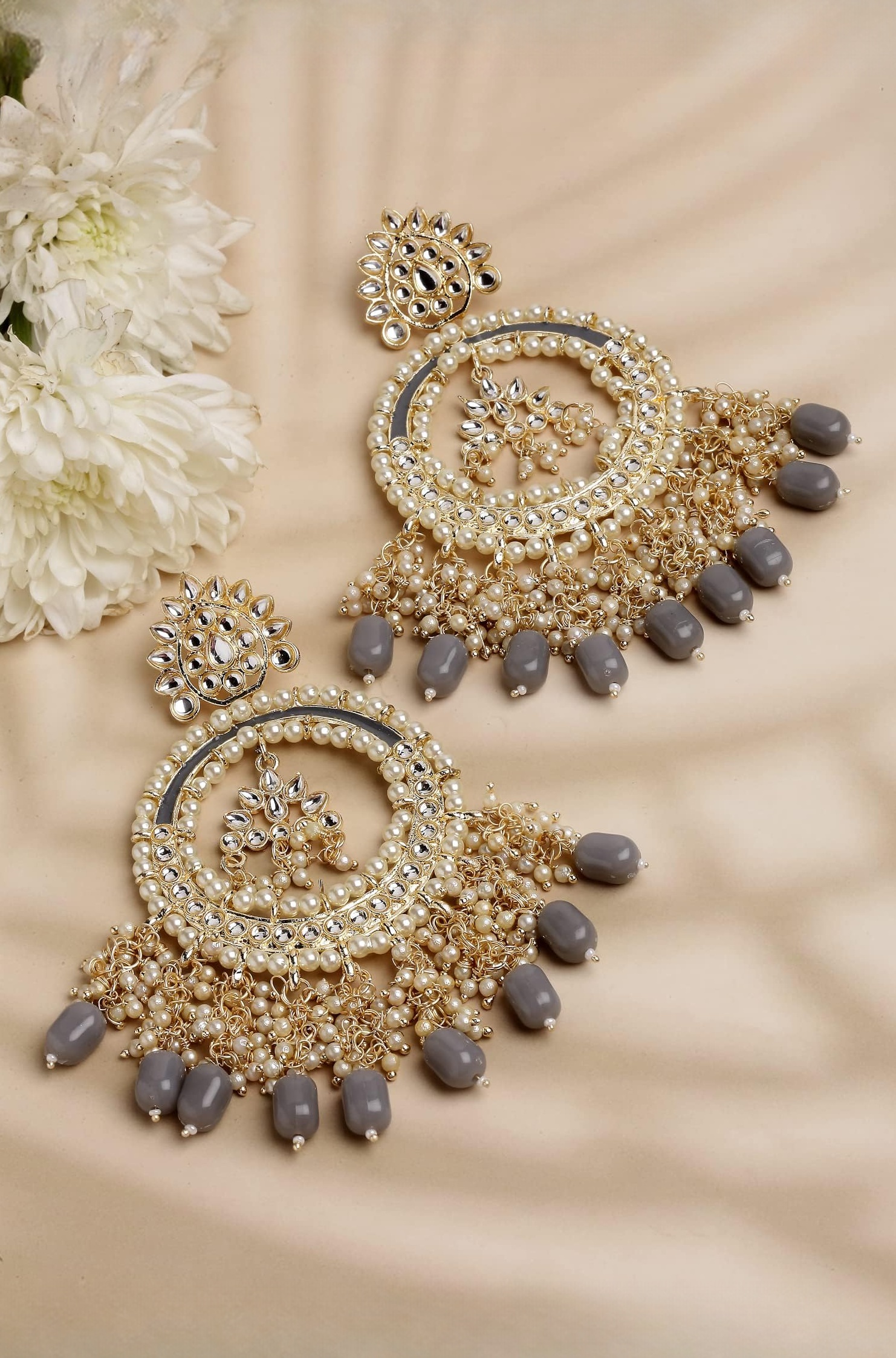 Shining Diva Fashion Latest Stylish Traditional Kundan Chandbali Earrings for Women and Girls