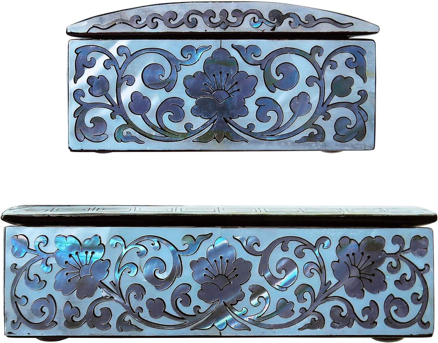 MADDesign Mother of Pearl Decorative Trinket Jewelry Box Keepsake Heirloom Pink Floral Design