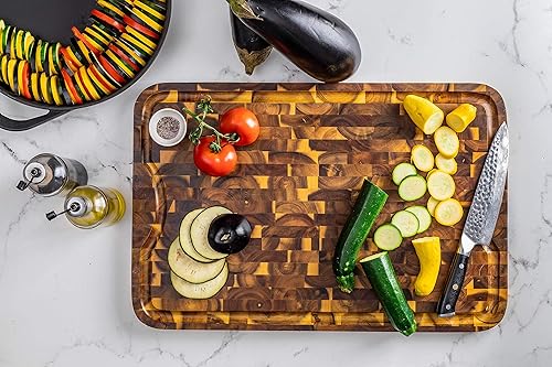 Miniatura 10 de Lipper International 1260 Acacia Supreme End Grain Tabla de cortar y tallar con ranura para jugo, 24" x 16" x 1"