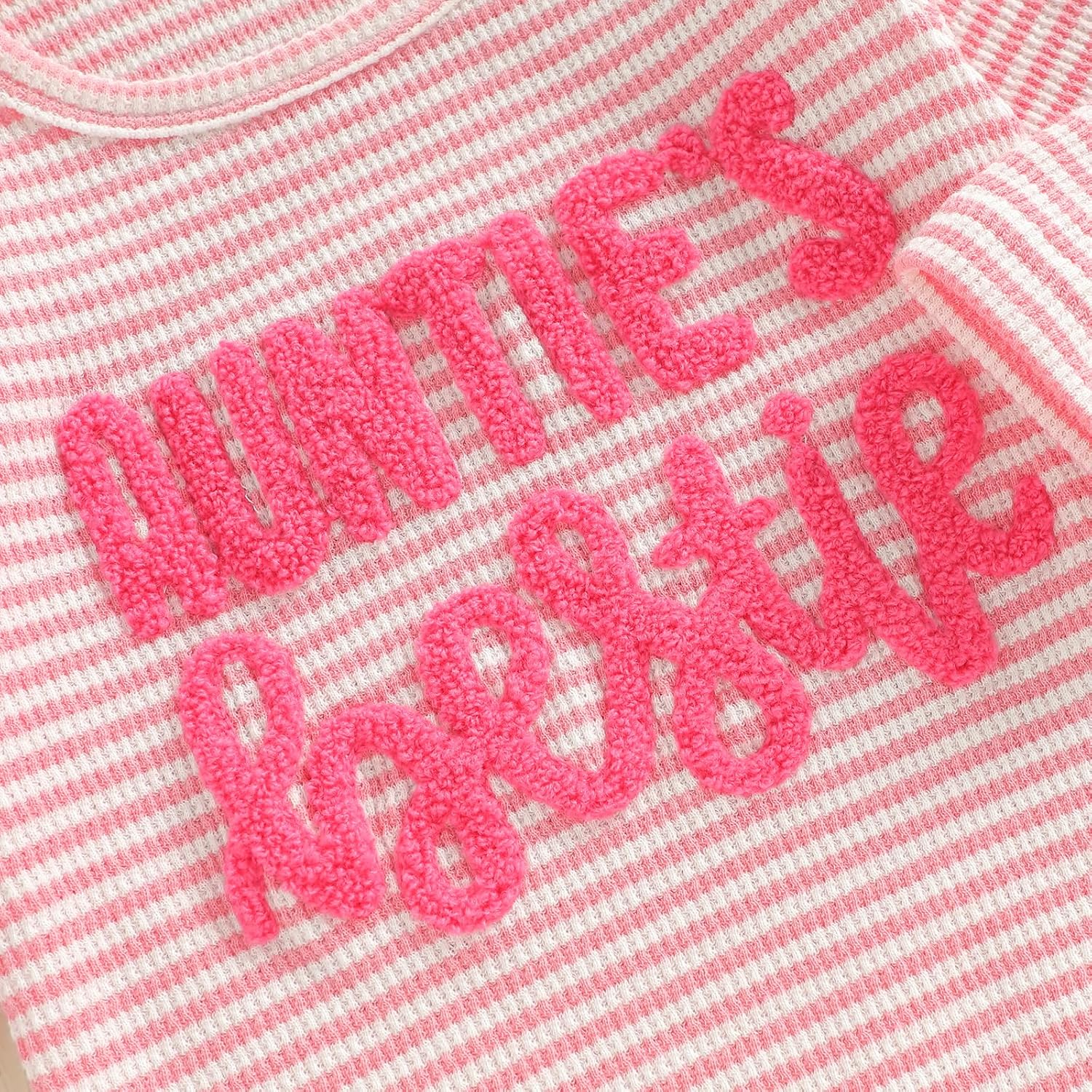 Aunties Bestie Baby Girl Clothes Aunt Saying Letter Embroidery Ruffle Romper Leopard Pant Headband 3Pcs Summer Outfit - Image 8