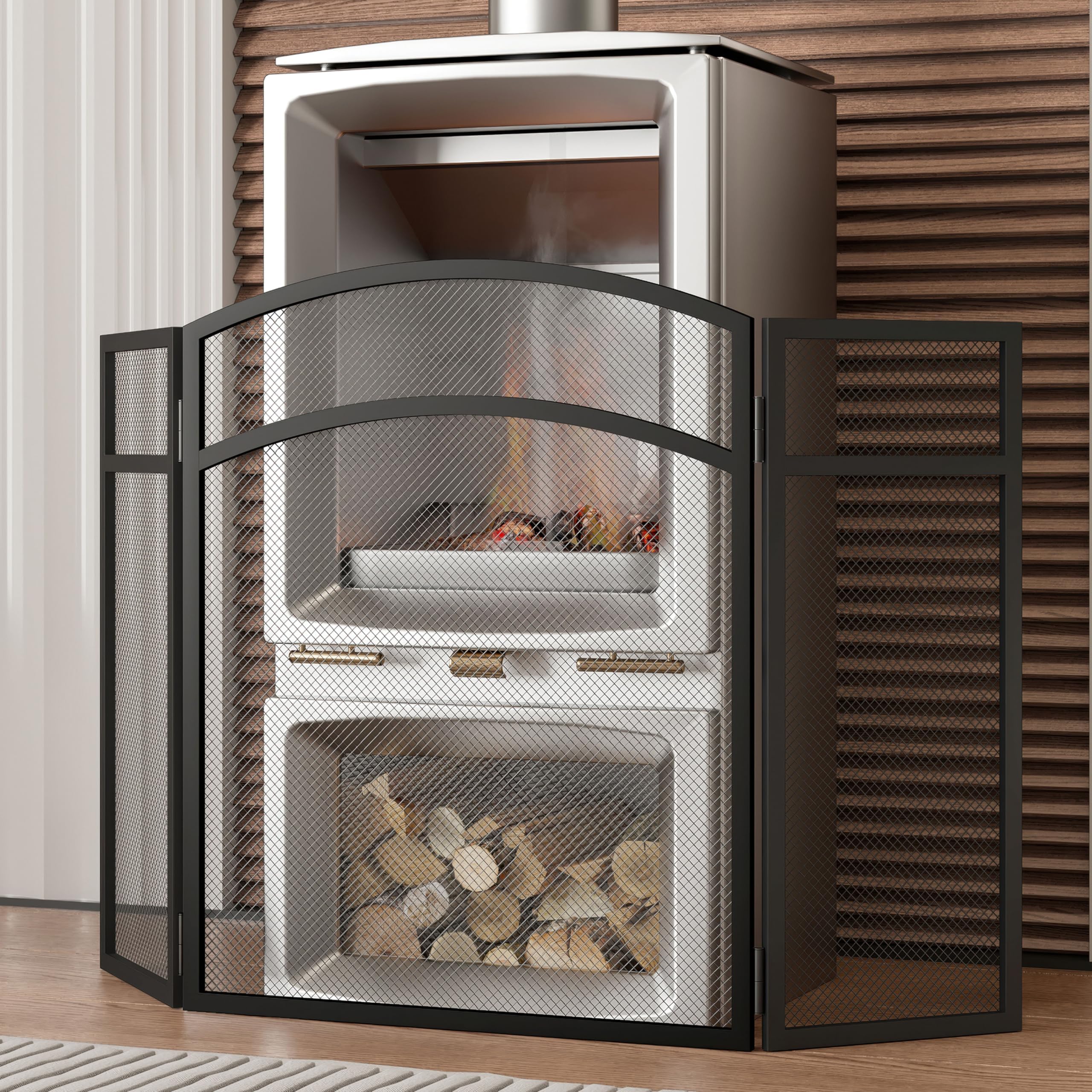 Kingson Pare-feu noir 96,5 x 61 cm pour poêles à bois sécurité bébés animaux